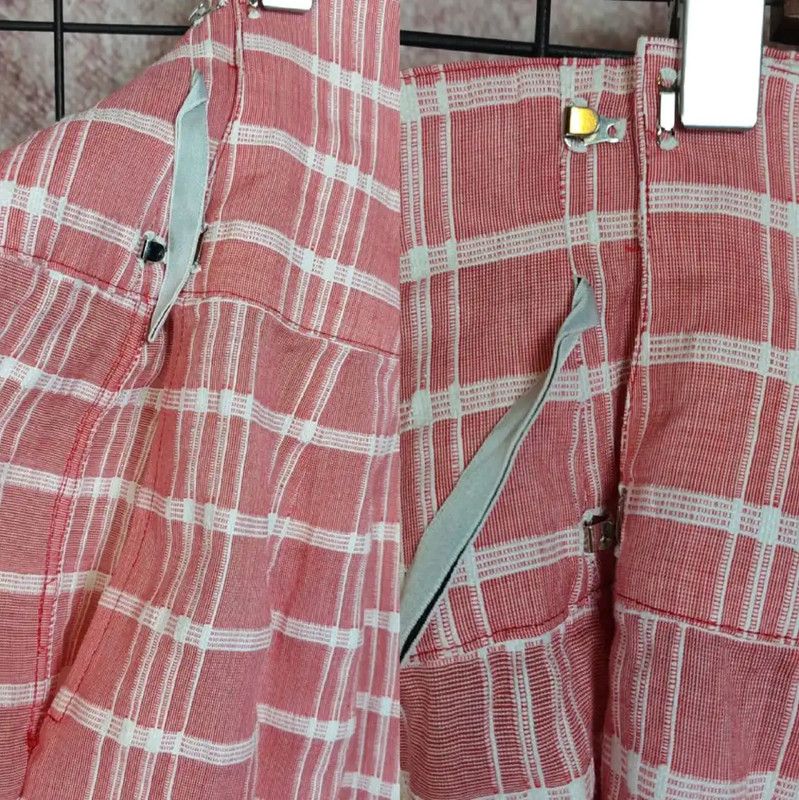 Dior Dior Pink Cotton-Blend Checked Midi Skirt 0089 Size 23" - 4 Thumbnail