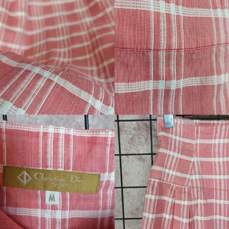Dior Dior Pink Cotton-Blend Checked Midi Skirt 0089 Size 23" - 5 Thumbnail