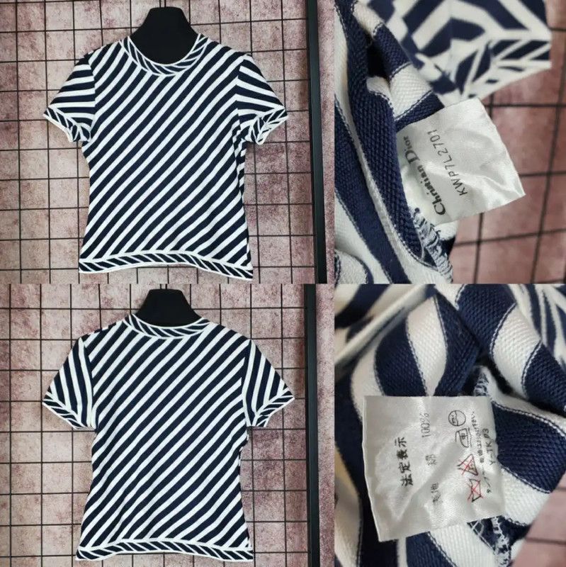 Dior Christian Dior Summer Striped Short-Sleeve T-Shirt 0089 Size M / US 6-8 / IT 42-44 - 2 Thumbnail
