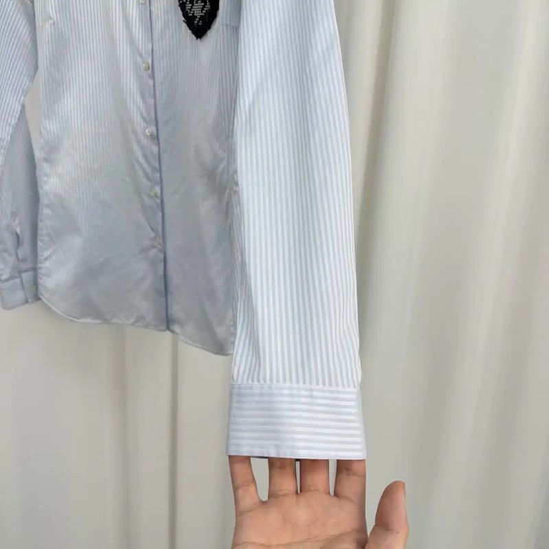 Dior Dior Light Blue Striped Long Sleeve Shirt 0089 Size S / US 4 / IT 40 - 4 Thumbnail