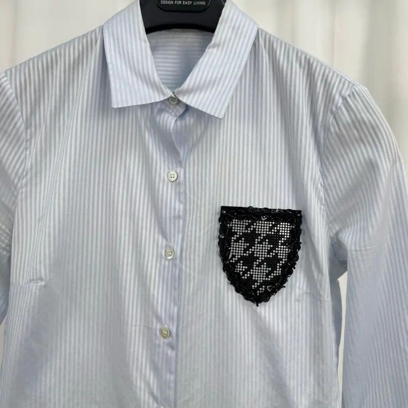 Dior Dior Light Blue Striped Long Sleeve Shirt 0089 Size S / US 4 / IT 40 - 3 Thumbnail