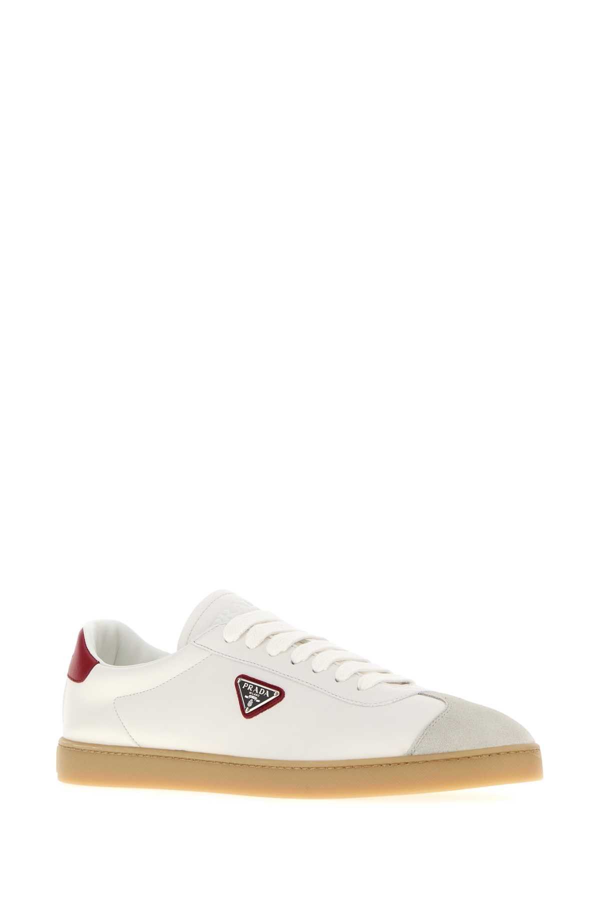Prada White Napa Leather Sneakers Size US 11.5 / EU 44-45 - 2 Thumbnail