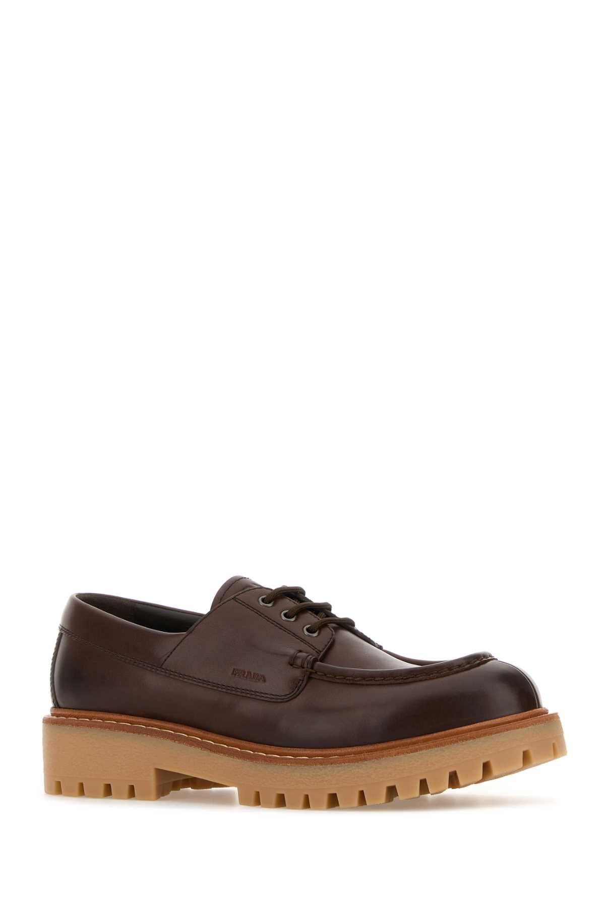 Prada Brown Leather Lace-Up Shoes Size US 8 / EU 41 - 2 Thumbnail