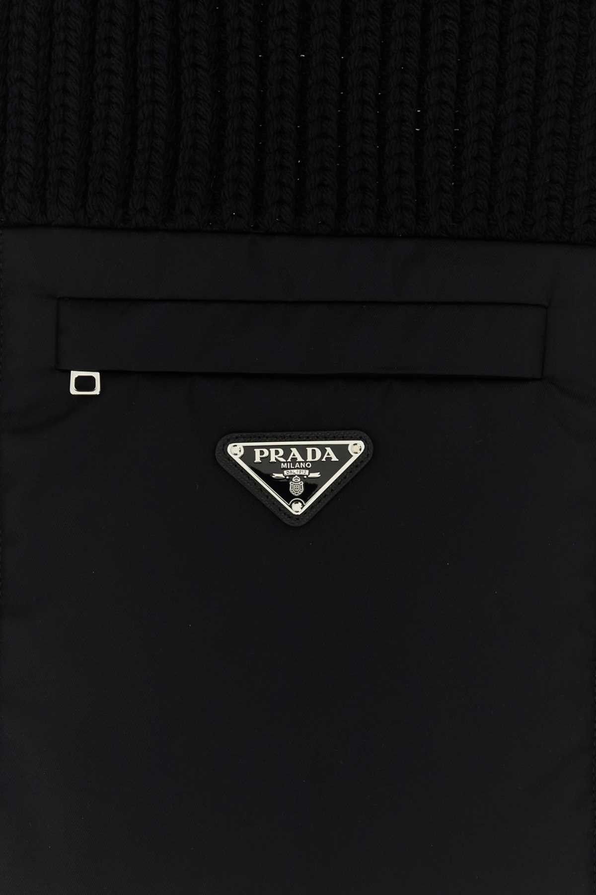 Prada Black Wool Scarf Size ONE SIZE - 2 Thumbnail