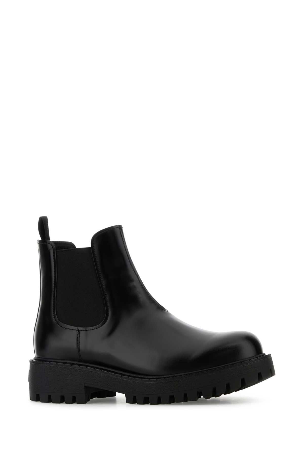 Prada Black Leather Ankle Boots Size US 7 / EU 40 - 2 Thumbnail