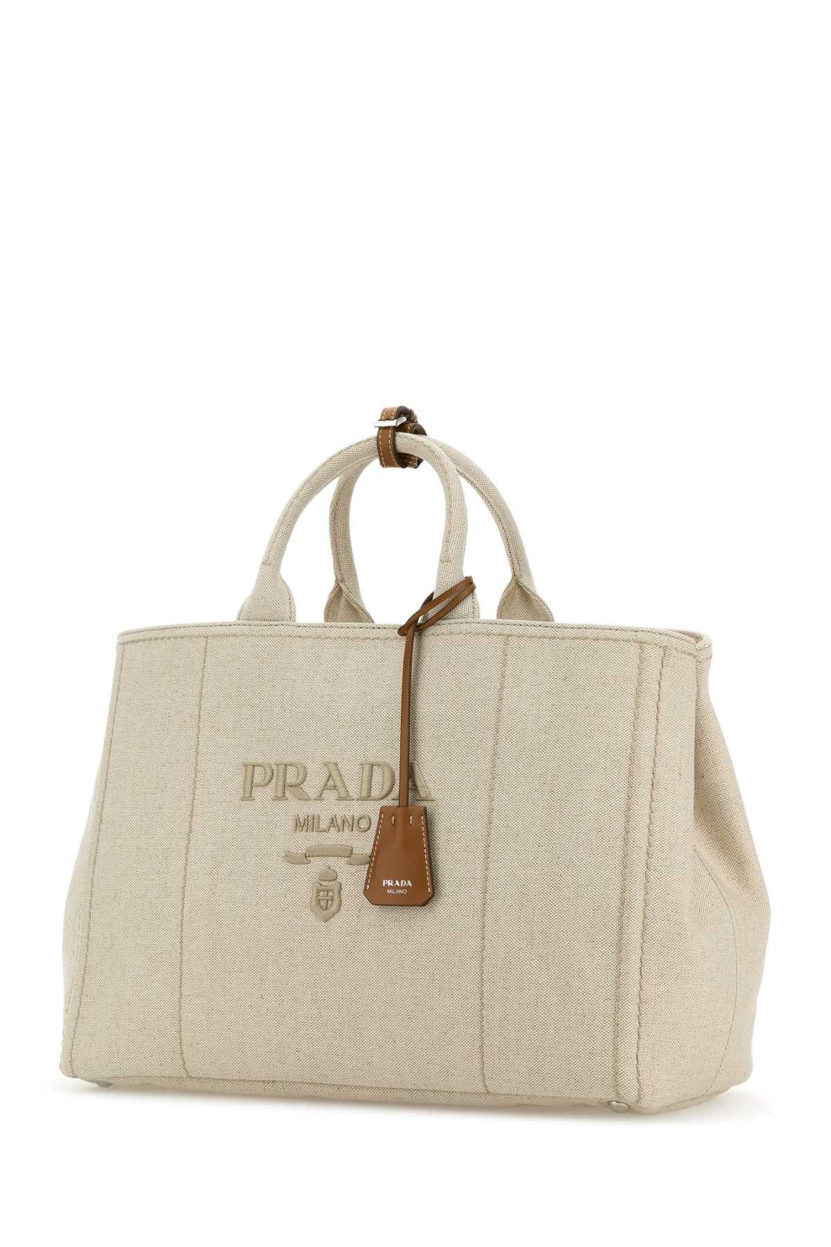Prada Sand Canvas Extra Large Prada Jardiniã¨Re Shopping Bag Size ONE SIZE - 2 Thumbnail