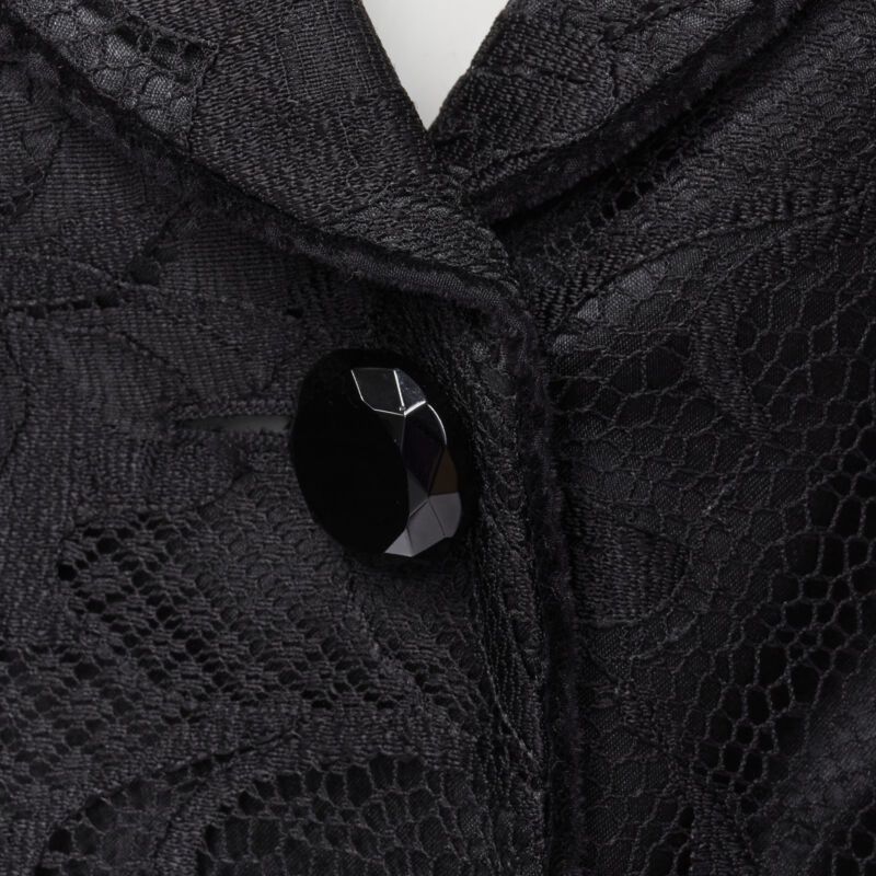 Emporio Armani EMPORIO ARMANI black lace jewel cut buttons fitted blazer IT40 S Size S / US 4 / IT 40 - 2 Thumbnail