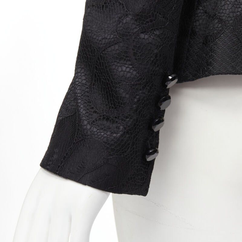 Emporio Armani EMPORIO ARMANI black lace jewel cut buttons fitted blazer IT40 S Size S / US 4 / IT 40 - 8 Thumbnail