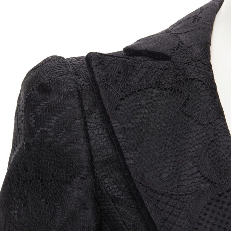 Emporio Armani EMPORIO ARMANI black lace jewel cut buttons fitted blazer IT40 S Size S / US 4 / IT 40 - 7 Thumbnail
