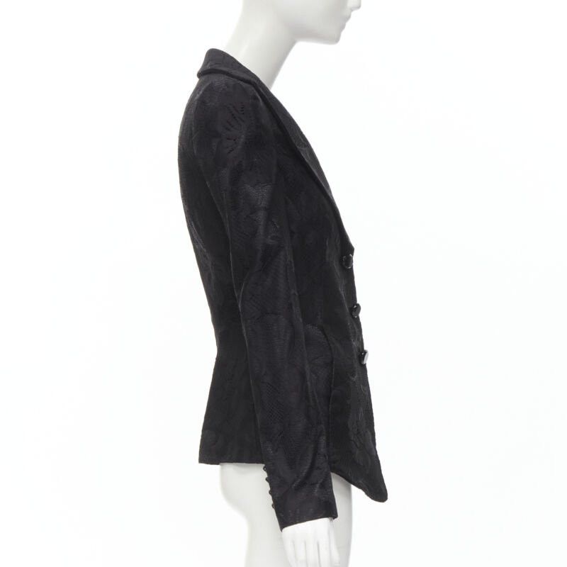 Emporio Armani EMPORIO ARMANI black lace jewel cut buttons fitted blazer IT40 S Size S / US 4 / IT 40 - 4 Thumbnail