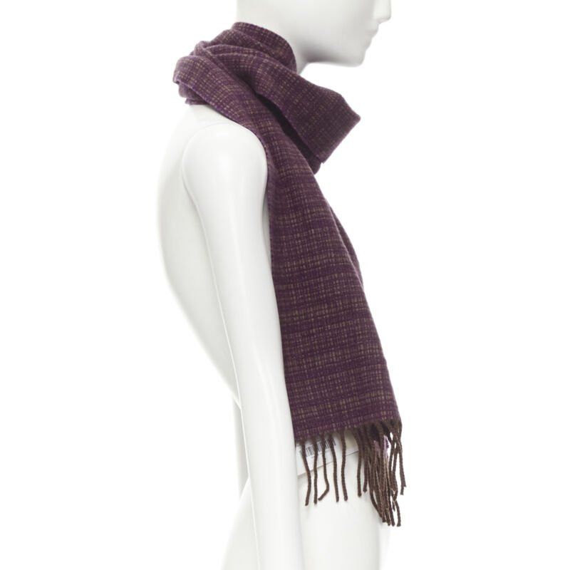 Max Mara MAX MARA 100% cashmere brown purple woven tassel fringe scarf Size ONE SIZE - 4 Thumbnail