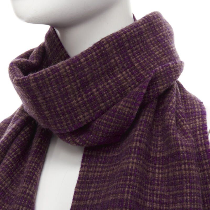 Max Mara MAX MARA 100% cashmere brown purple woven tassel fringe scarf Size ONE SIZE - 6 Thumbnail