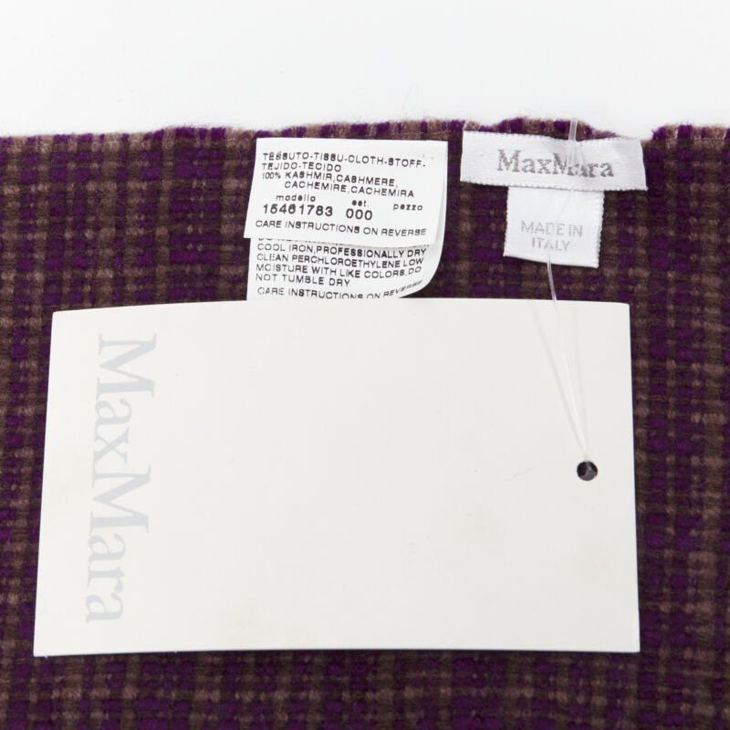 Max Mara MAX MARA 100% cashmere brown purple woven tassel fringe scarf Size ONE SIZE - 7 Thumbnail