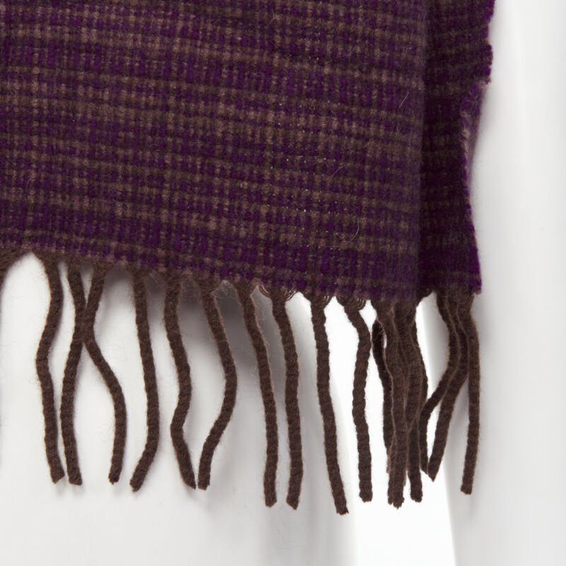 Max Mara MAX MARA 100% cashmere brown purple woven tassel fringe scarf Size ONE SIZE - 2 Thumbnail