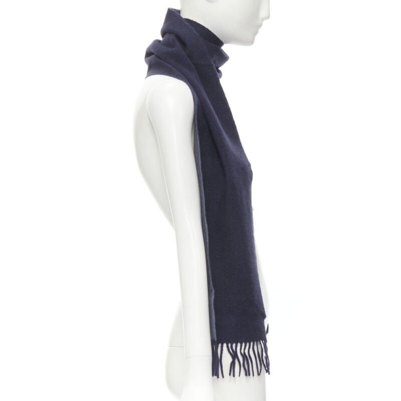 Pringle Of Scotland PRINGLE OF SCOTLAND 100% cashmere navy blue tassel fringe scarf Size ONE SIZE - 5 Thumbnail