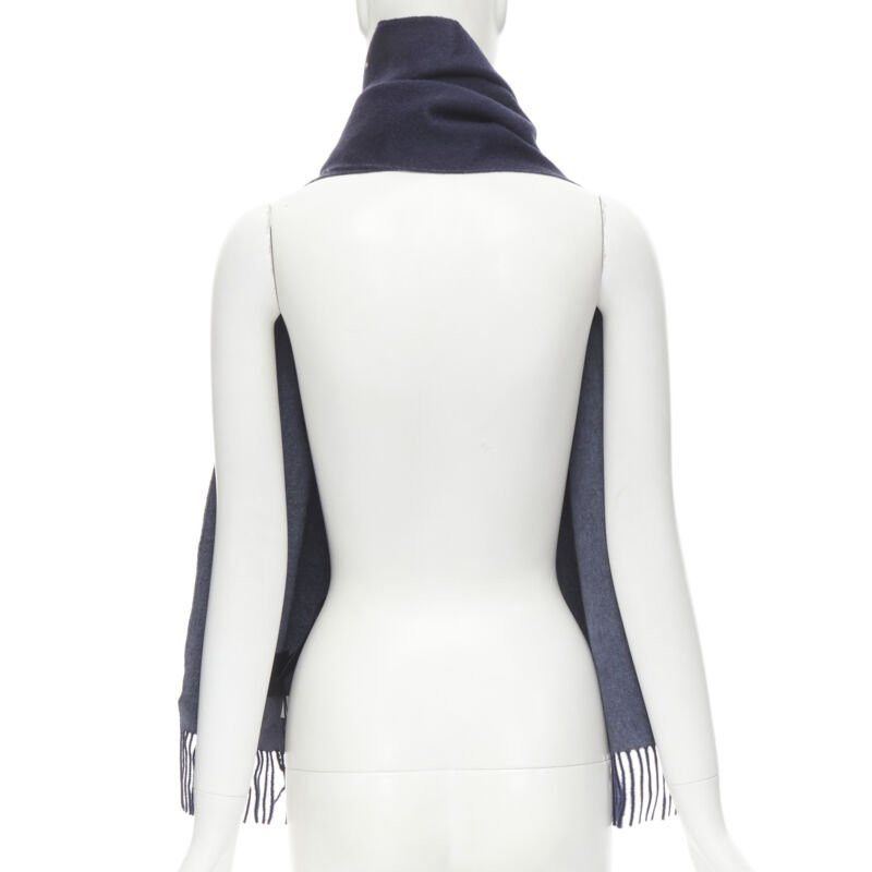 Pringle Of Scotland PRINGLE OF SCOTLAND 100% cashmere navy blue tassel fringe scarf Size ONE SIZE - 4 Thumbnail