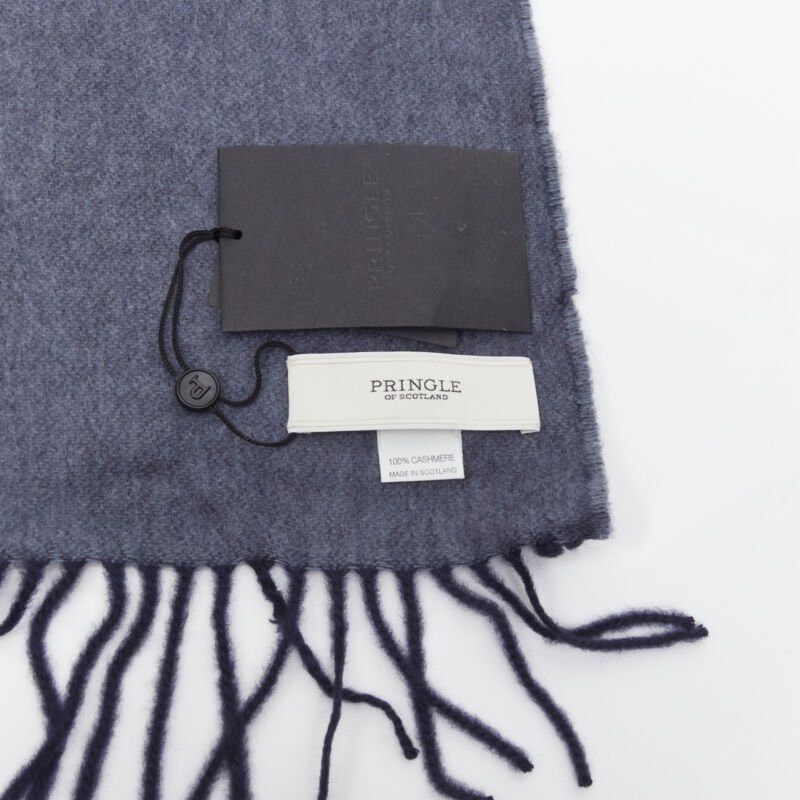 Pringle Of Scotland PRINGLE OF SCOTLAND 100% cashmere navy blue tassel fringe scarf Size ONE SIZE - 8 Thumbnail
