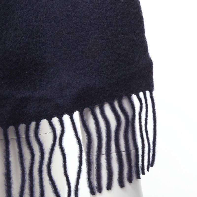 Pringle Of Scotland PRINGLE OF SCOTLAND 100% cashmere navy blue tassel fringe scarf Size ONE SIZE - 2 Thumbnail