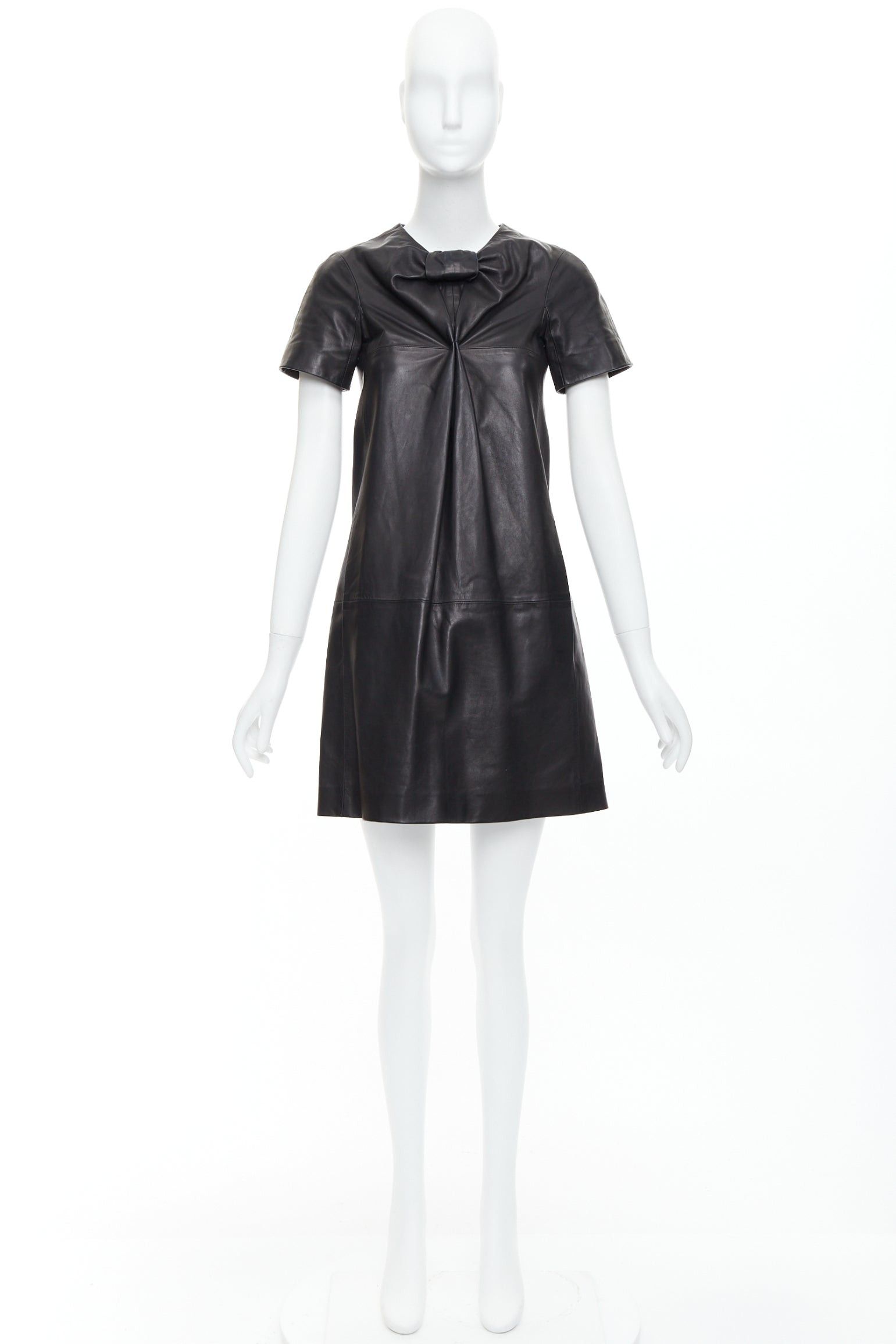 Other CESARE FABBRI black bow leather silk lined short sleeve dress IT40 S Size S / US 4 / IT 40 - 10 Thumbnail