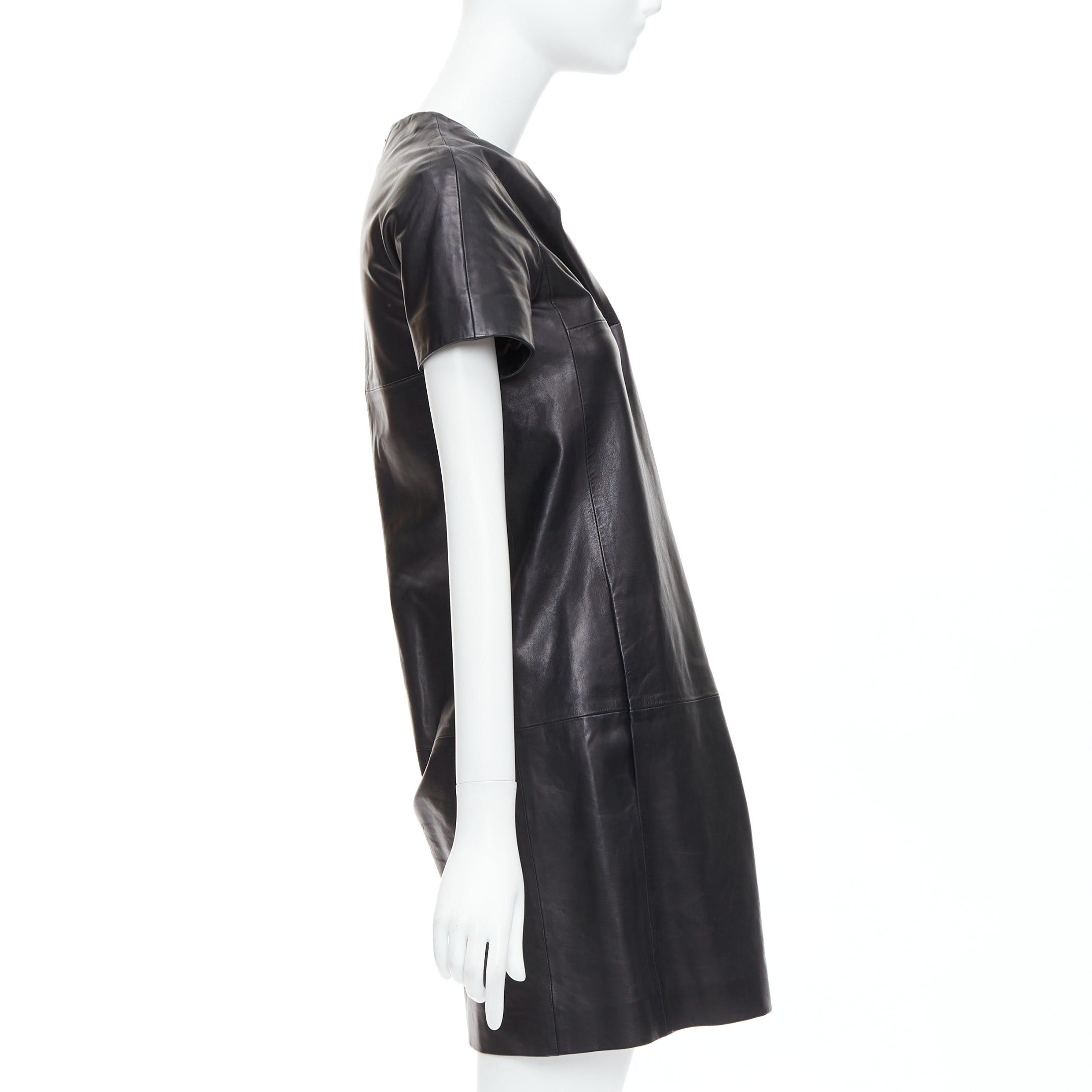Other CESARE FABBRI black bow leather silk lined short sleeve dress IT40 S Size S / US 4 / IT 40 - 4 Thumbnail