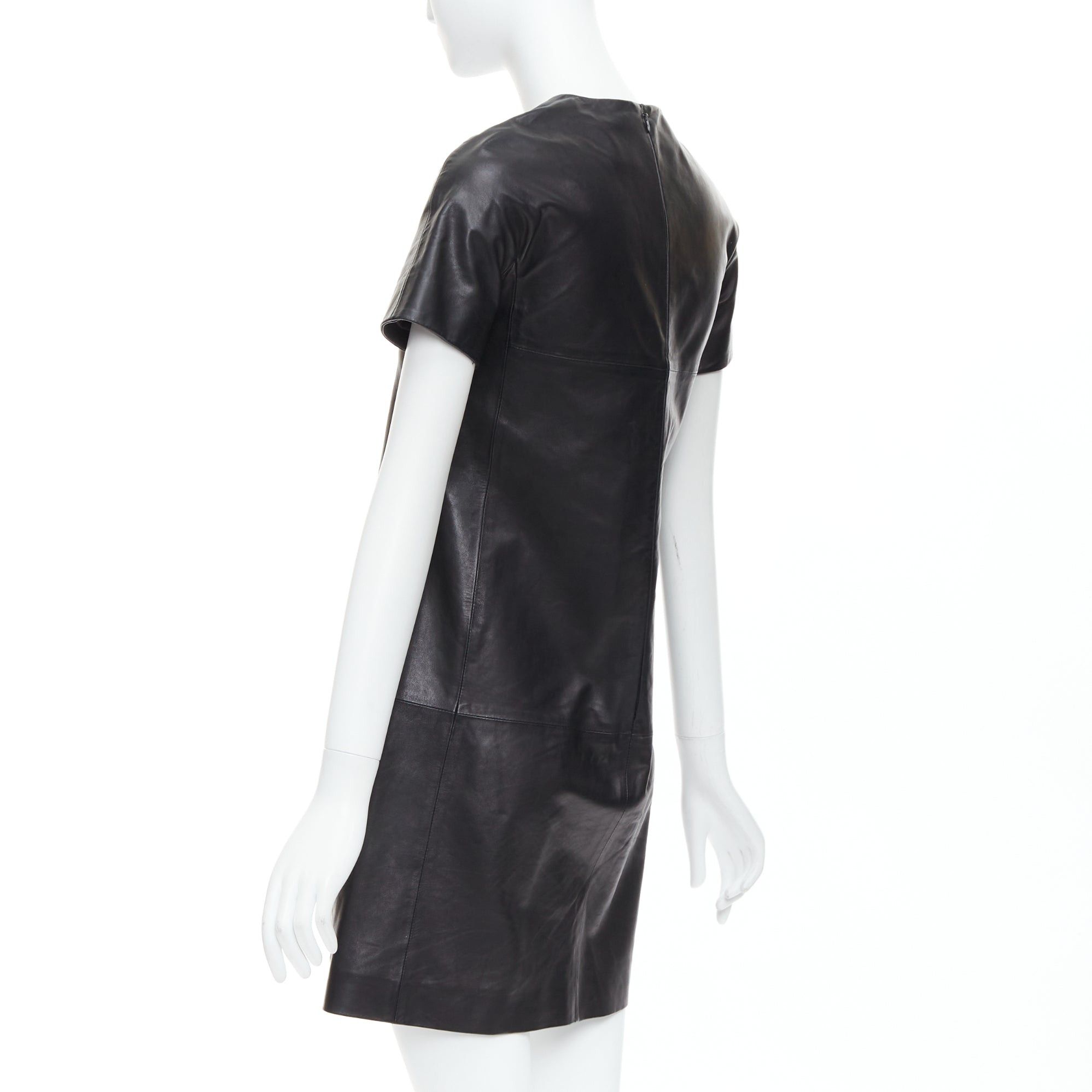 Other CESARE FABBRI black bow leather silk lined short sleeve dress IT40 S Size S / US 4 / IT 40 - 6 Thumbnail