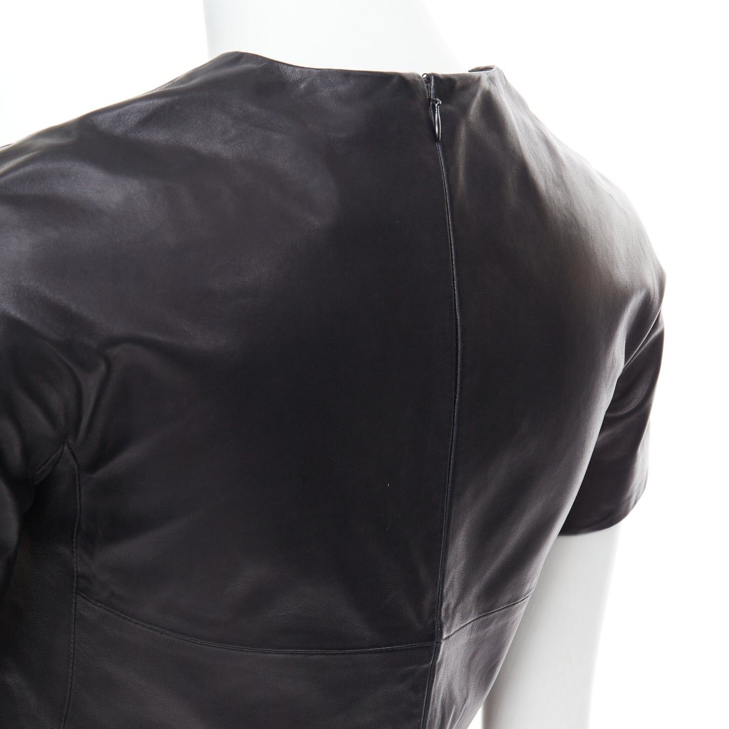 Other CESARE FABBRI black bow leather silk lined short sleeve dress IT40 S Size S / US 4 / IT 40 - 7 Thumbnail
