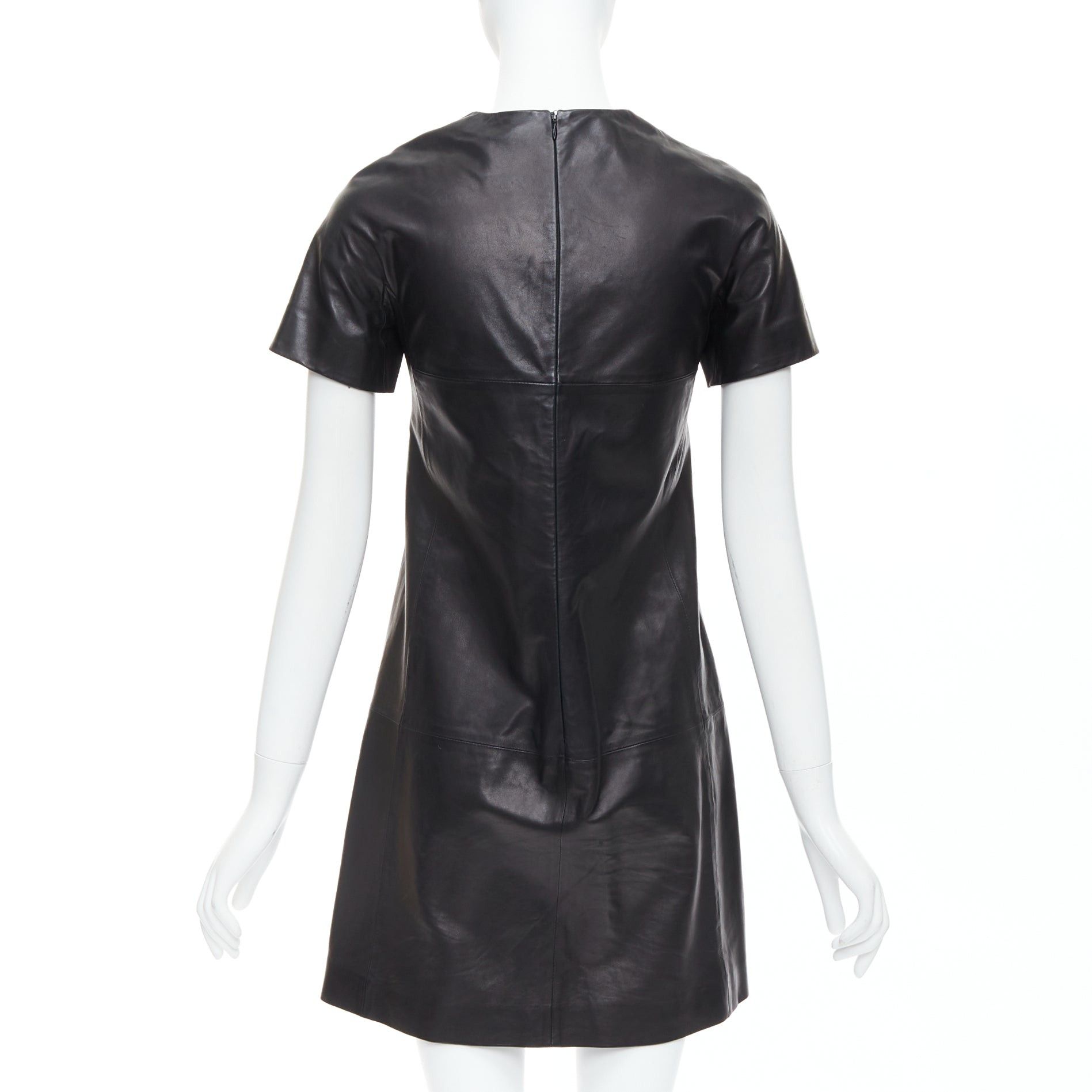 Other CESARE FABBRI black bow leather silk lined short sleeve dress IT40 S Size S / US 4 / IT 40 - 5 Thumbnail
