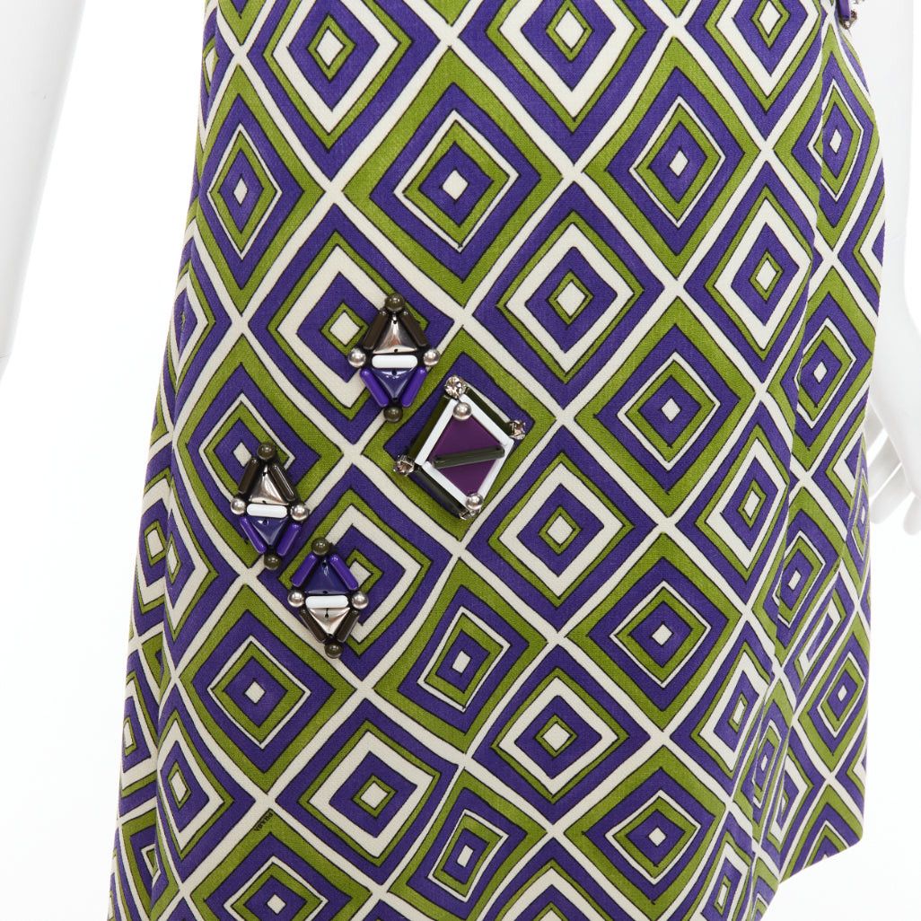 Prada PRADA 2012 Runway green purple resin applique mod mini dress IT38 XS Size XS / US 0-2 / IT 36-38 - 7 Thumbnail