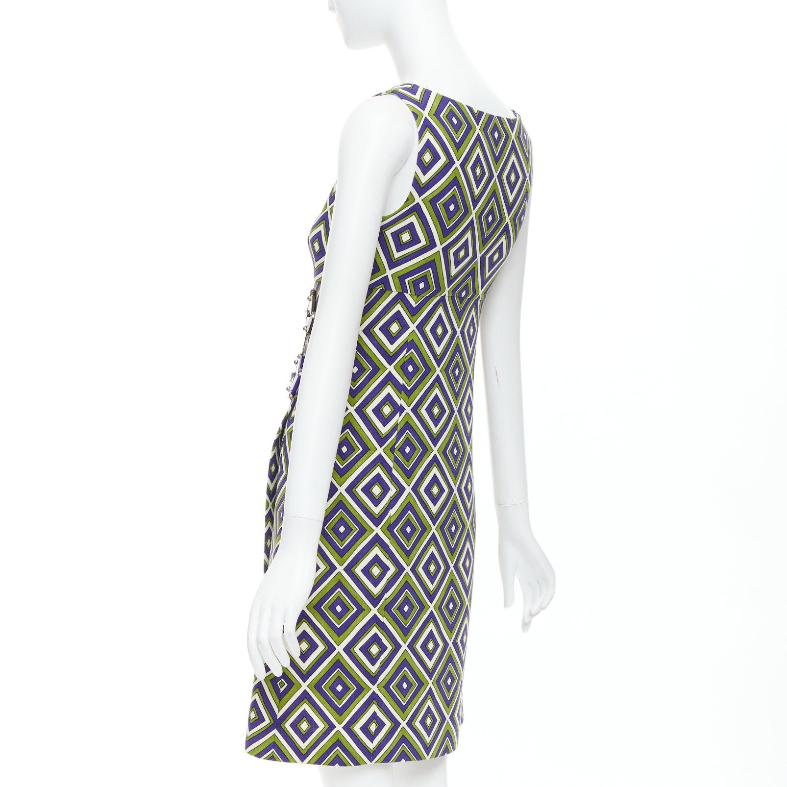 Prada PRADA 2012 Runway green purple resin applique mod mini dress IT38 XS Size XS / US 0-2 / IT 36-38 - 6 Thumbnail