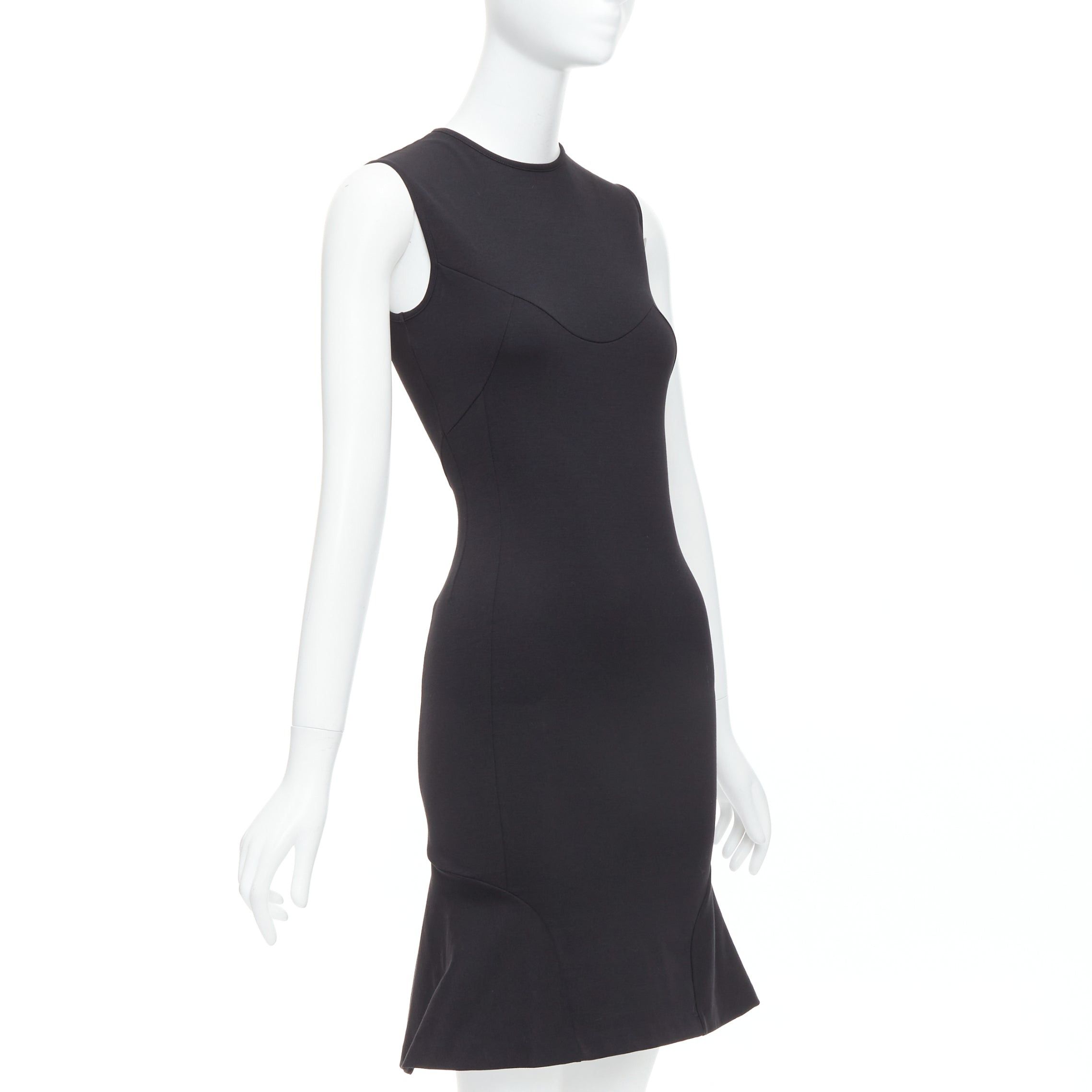 Stella McCartney STELLA MCCARTNEY black cotton blend kick flare hem fitted dress IT38 XS Size XS / US 0-2 / IT 36-38 - 3 Thumbnail