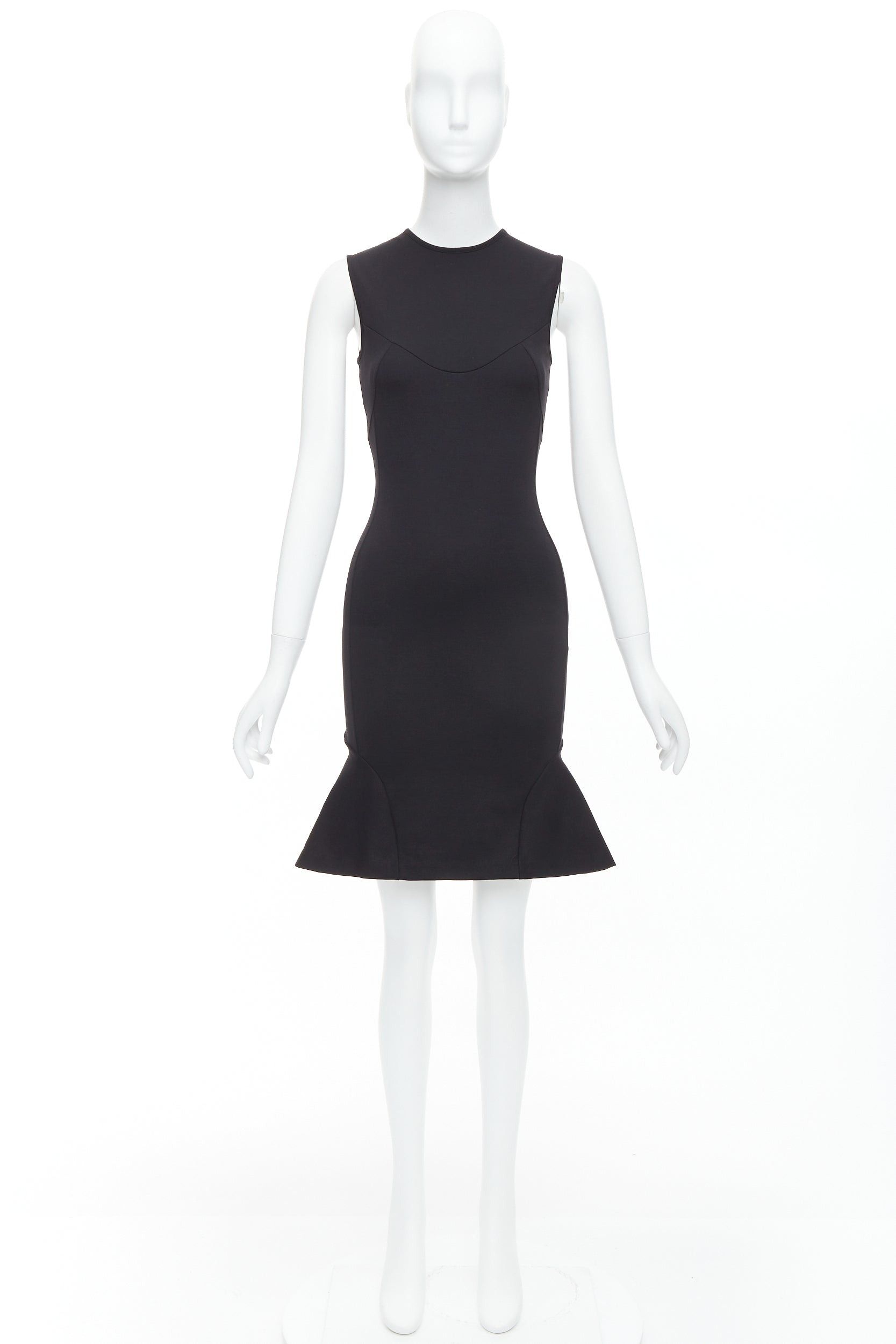 Stella McCartney STELLA MCCARTNEY black cotton blend kick flare hem fitted dress IT38 XS Size XS / US 0-2 / IT 36-38 - 9 Thumbnail
