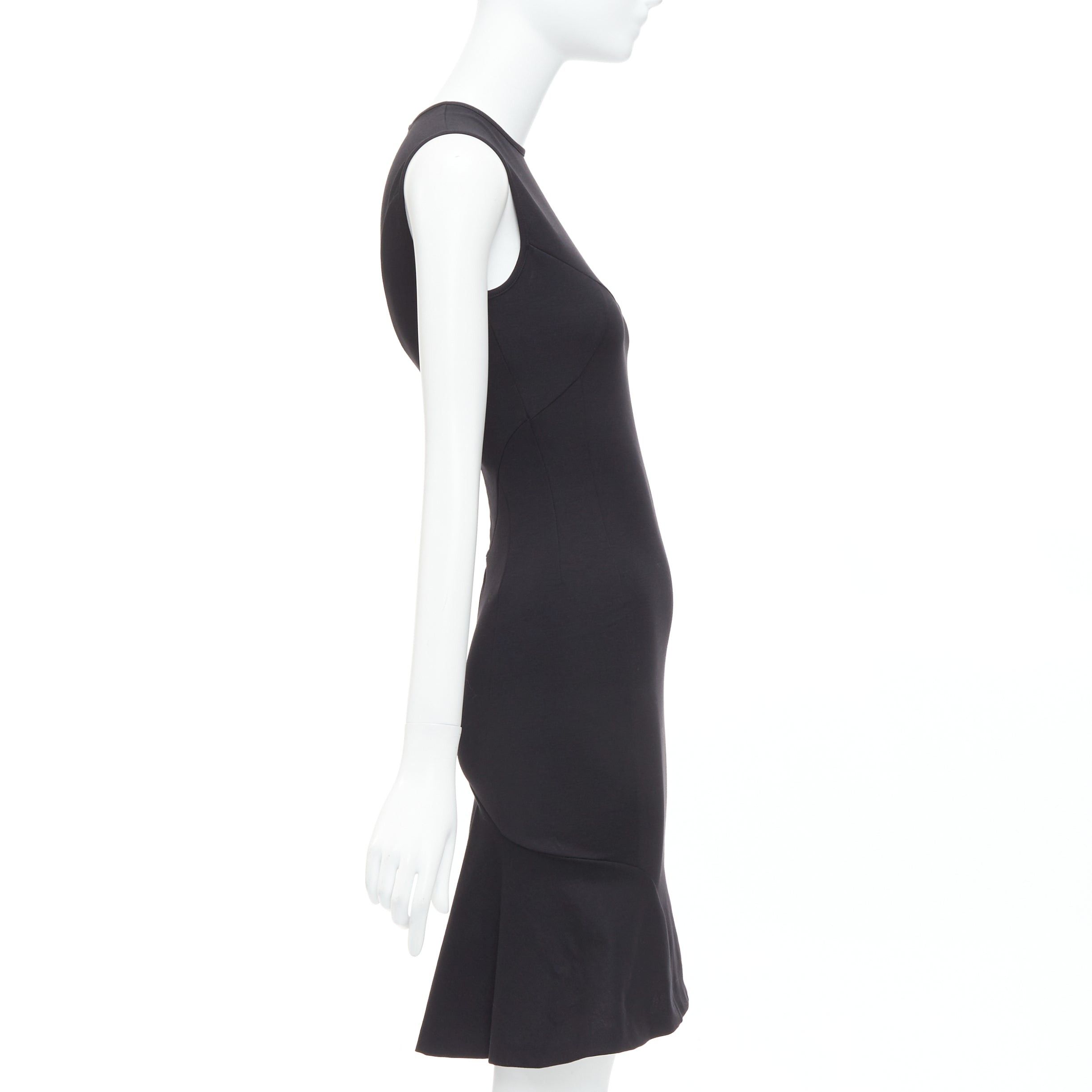 Stella McCartney STELLA MCCARTNEY black cotton blend kick flare hem fitted dress IT38 XS Size XS / US 0-2 / IT 36-38 - 4 Thumbnail