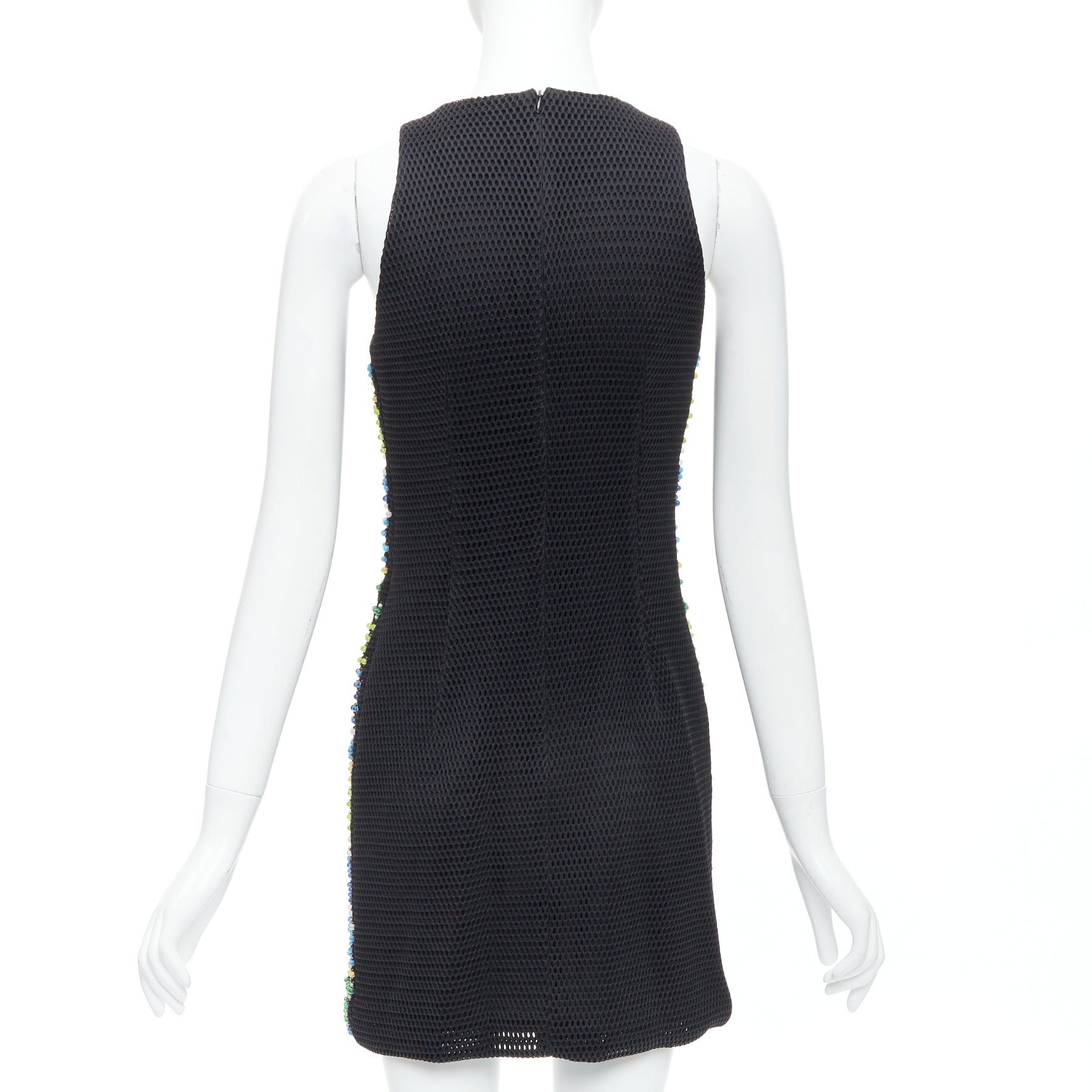 Peter Pilotto PETER PILOTTO black green beads embellished scuba mini dress UK8 S Size S / US 4 / IT 40 - 5 Thumbnail