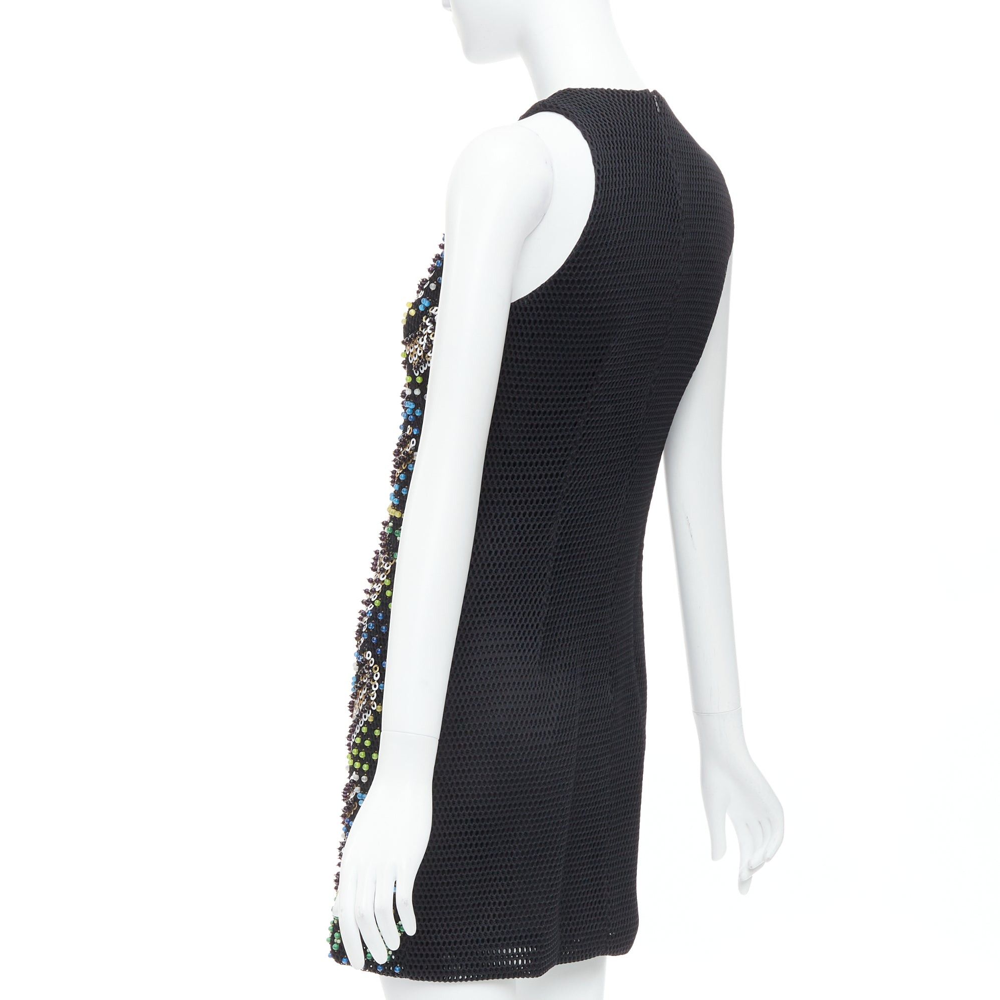 Peter Pilotto PETER PILOTTO black green beads embellished scuba mini dress UK8 S Size S / US 4 / IT 40 - 6 Thumbnail