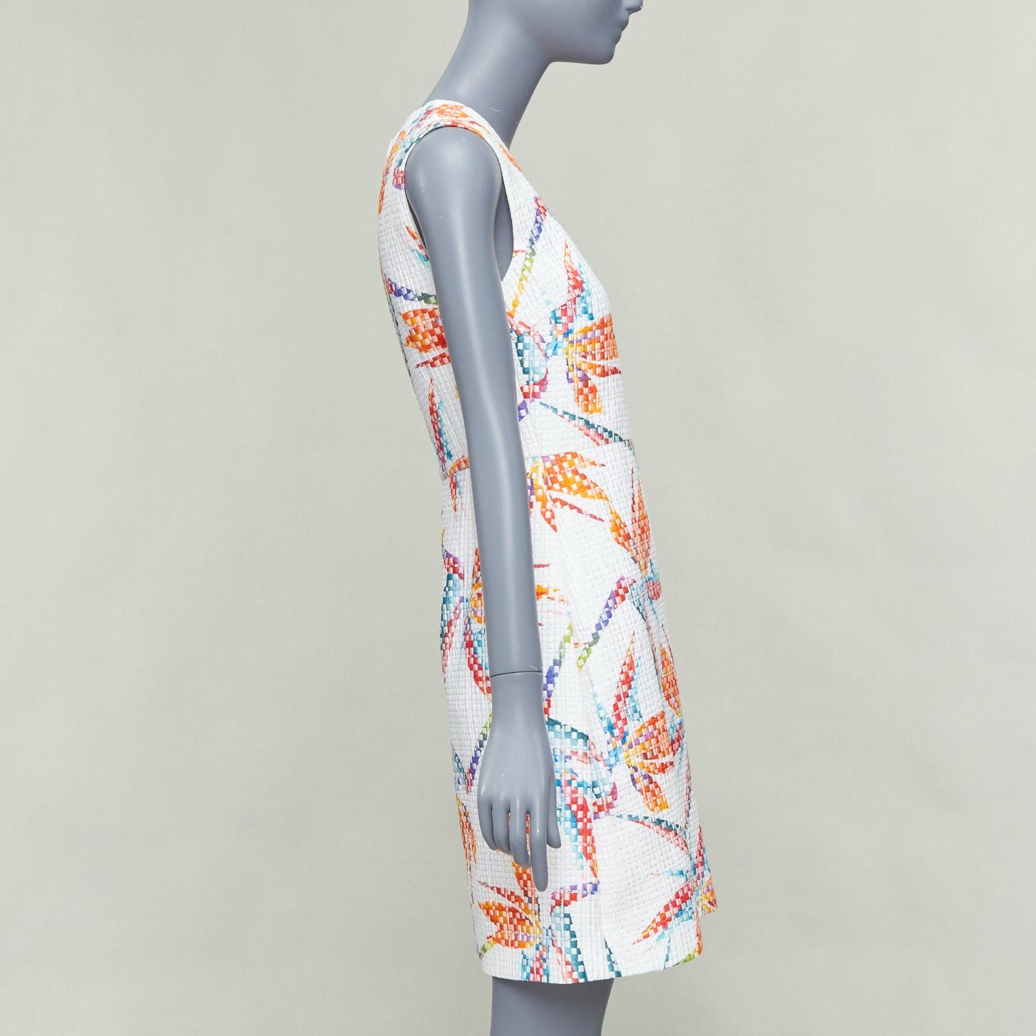 Fendi FENDI white orange bird of paradise jacquard cocktail dress IT38 XS Size XS / US 0-2 / IT 36-38 - 4 Thumbnail