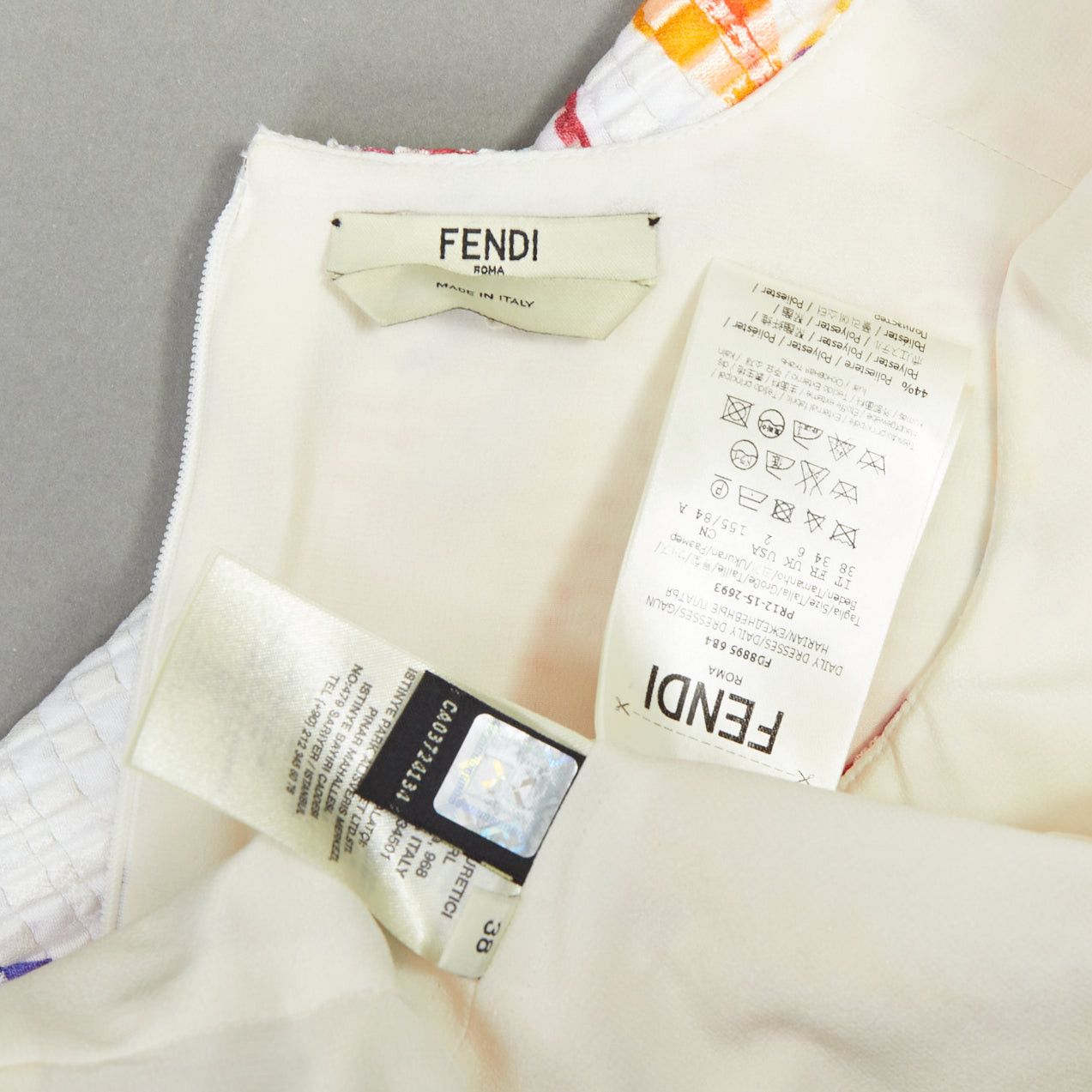 Fendi FENDI white orange bird of paradise jacquard cocktail dress IT38 XS Size XS / US 0-2 / IT 36-38 - 8 Thumbnail