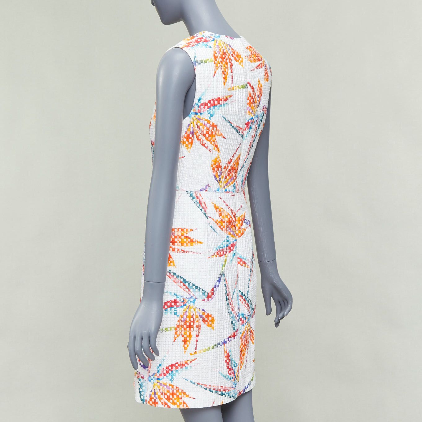 Fendi FENDI white orange bird of paradise jacquard cocktail dress IT38 XS Size XS / US 0-2 / IT 36-38 - 6 Thumbnail