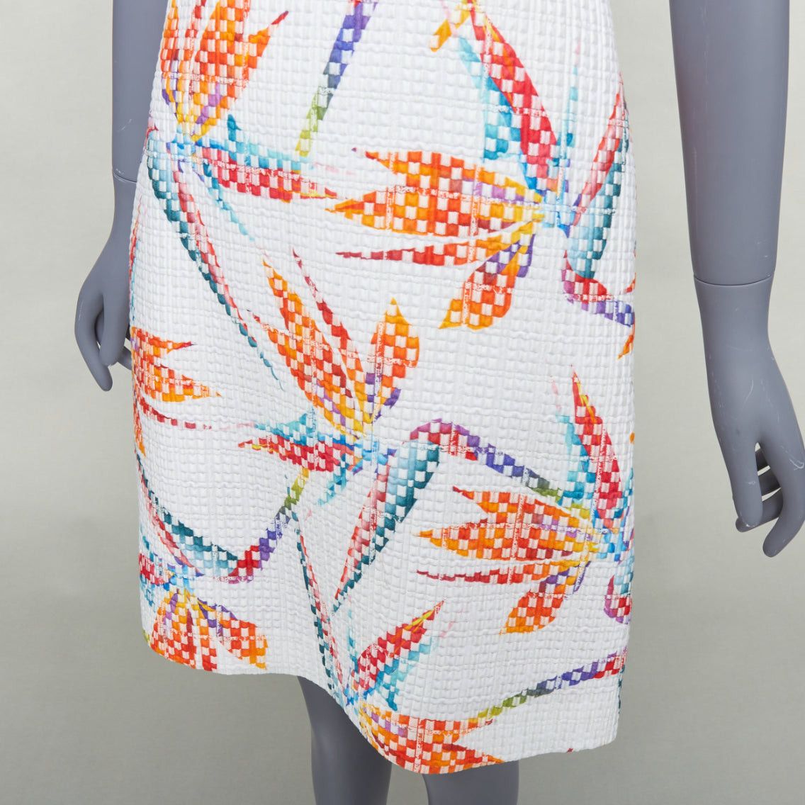 Fendi FENDI white orange bird of paradise jacquard cocktail dress IT38 XS Size XS / US 0-2 / IT 36-38 - 7 Thumbnail