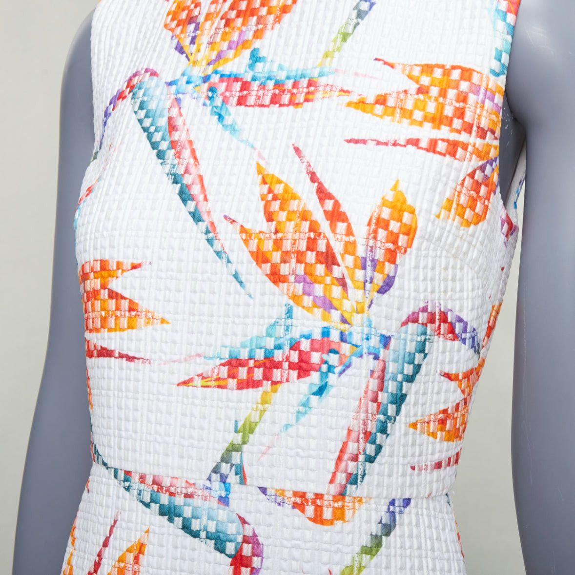 Fendi FENDI white orange bird of paradise jacquard cocktail dress IT38 XS Size XS / US 0-2 / IT 36-38 - 2 Thumbnail