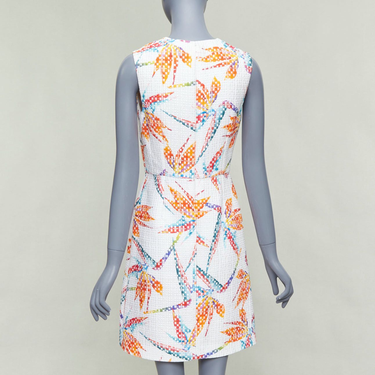 Fendi FENDI white orange bird of paradise jacquard cocktail dress IT38 XS Size XS / US 0-2 / IT 36-38 - 5 Thumbnail