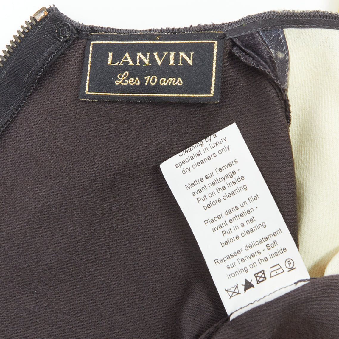 Lanvin LANVIN Les 10 Ans yellow black cotton silk floral print dress FR36 S Emma Stone Size S / US 4 / IT 40 - 8 Thumbnail