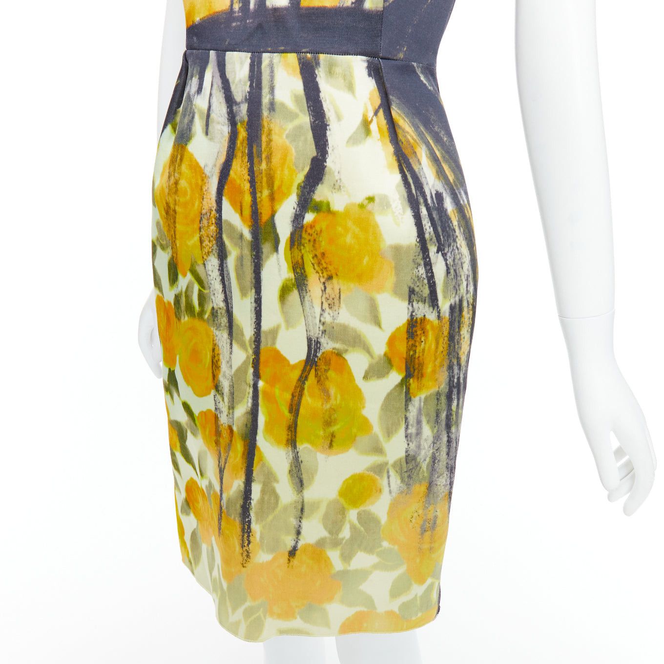 Lanvin LANVIN Les 10 Ans yellow black cotton silk floral print dress FR36 S Emma Stone Size S / US 4 / IT 40 - 7 Thumbnail