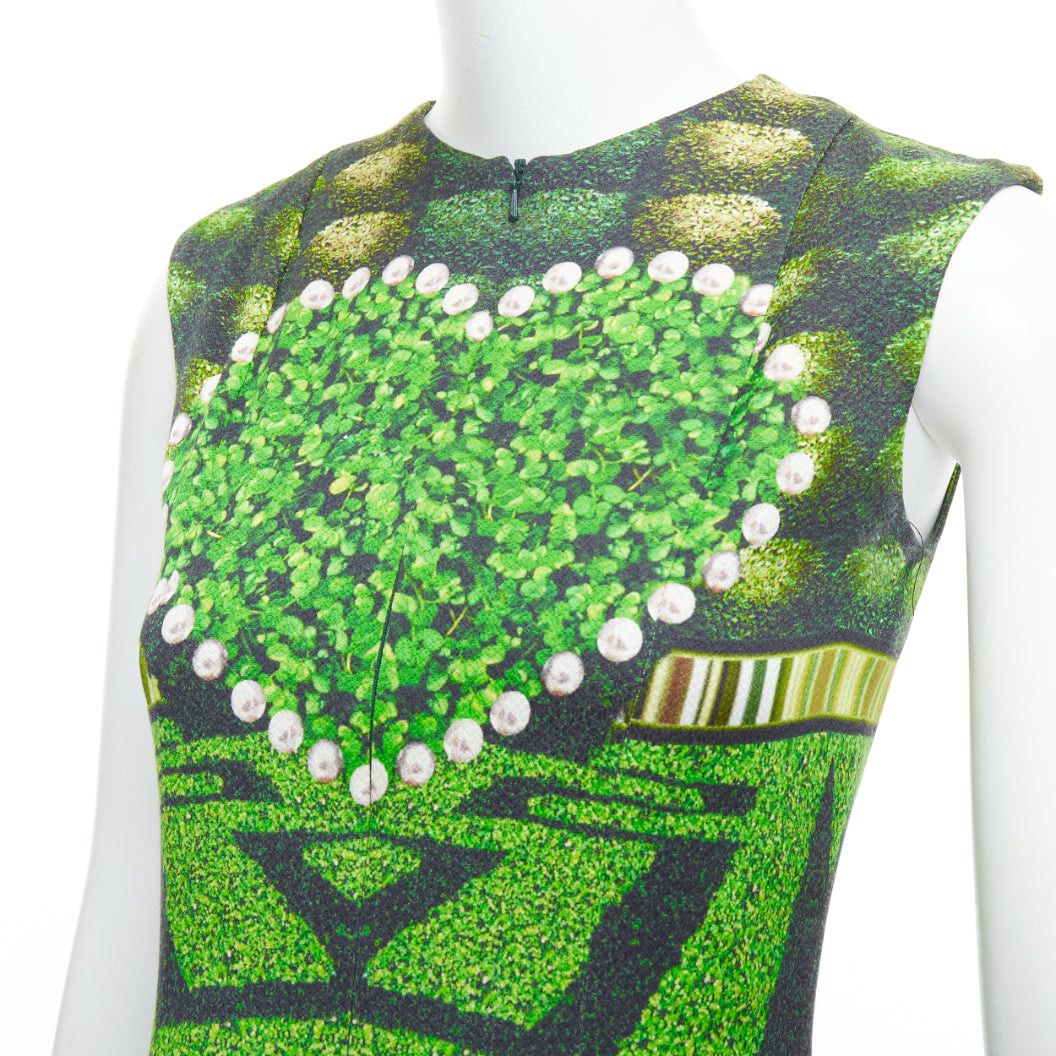 Mary Katrantzou MARY KATRANTZOU 2012 Runway green heart garden party print shift dress UK10 M Size M / US 6-8 / IT 42-44 - 2 Thumbnail
