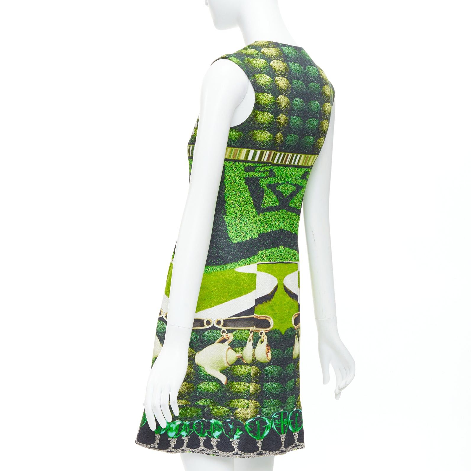 Mary Katrantzou MARY KATRANTZOU 2012 Runway green heart garden party print shift dress UK10 M Size M / US 6-8 / IT 42-44 - 6 Thumbnail