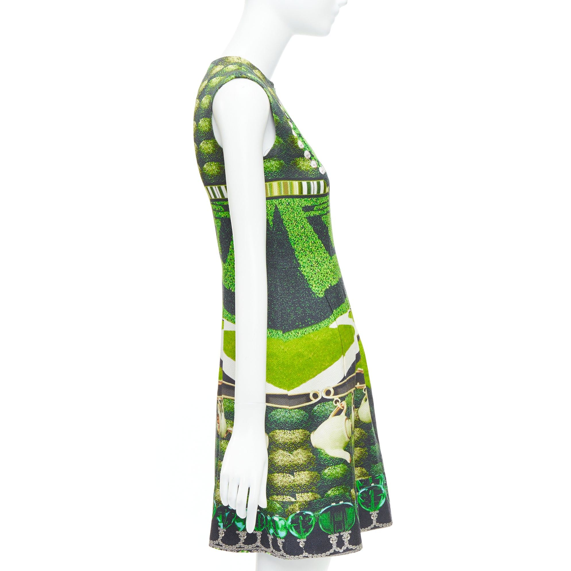 Mary Katrantzou MARY KATRANTZOU 2012 Runway green heart garden party print shift dress UK10 M Size M / US 6-8 / IT 42-44 - 4 Thumbnail