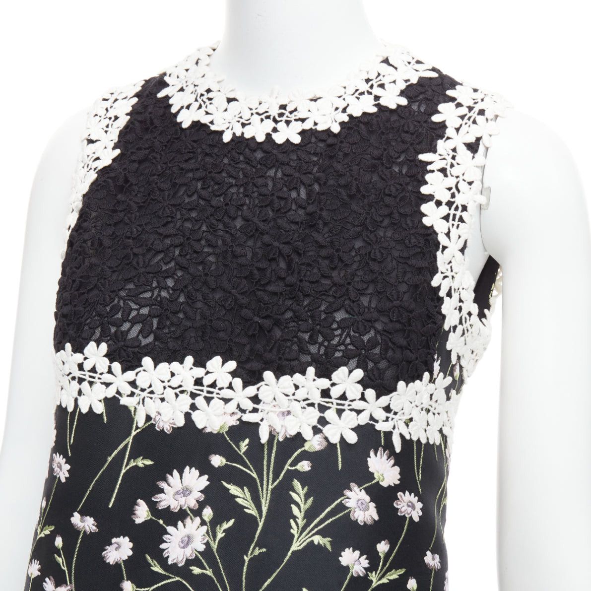 Giambattista Valli GIAMBATTISTA VALLI black pink floral lace bodice dress IT40 XS Kate Mara Size S / US 4 / IT 40 - 2 Thumbnail