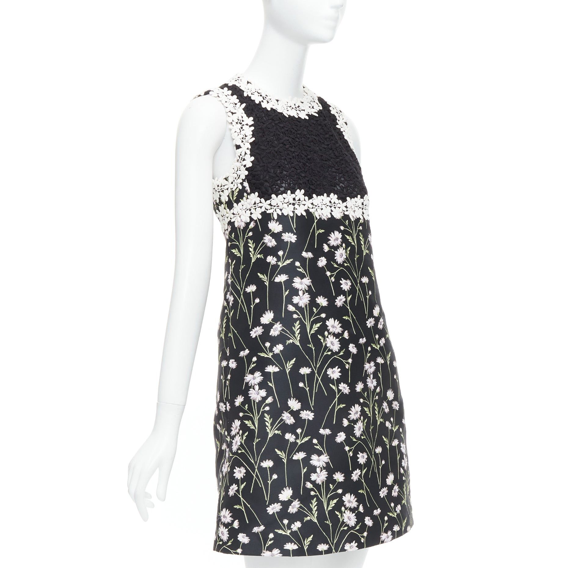 Giambattista Valli GIAMBATTISTA VALLI black pink floral lace bodice dress IT40 XS Kate Mara Size S / US 4 / IT 40 - 3 Thumbnail