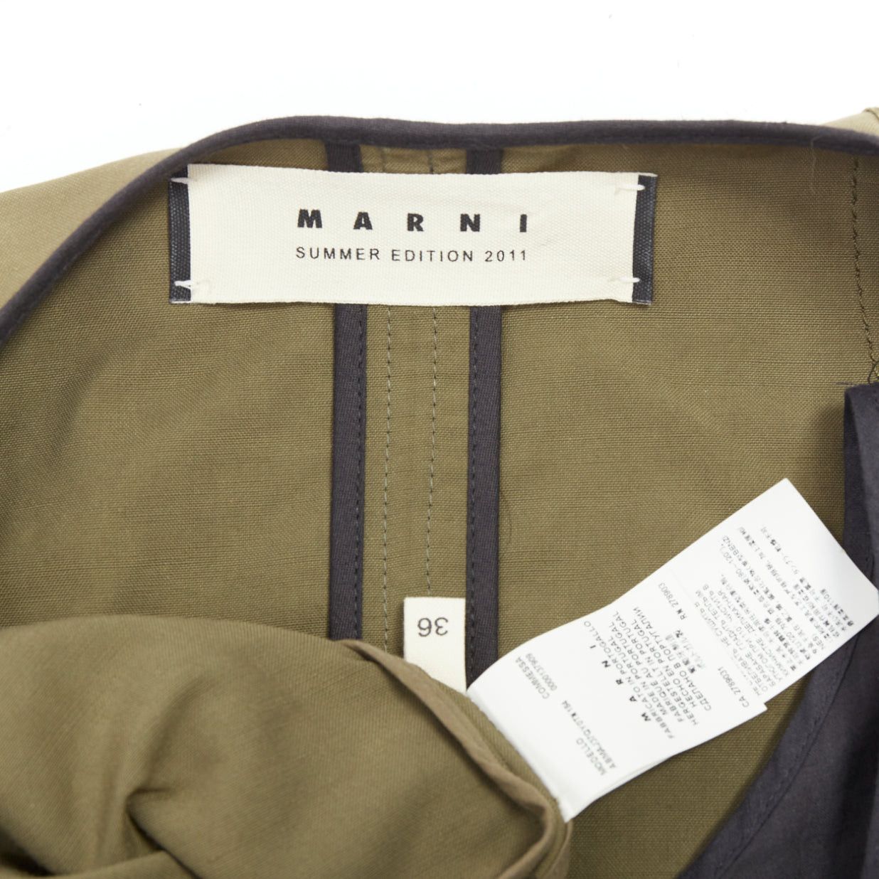 Marni MARNI 2011 khaki utility cutout vest green tulle hem mini dress IT36 XXS Size XS / US 0-2 / IT 36-38 - 8 Thumbnail