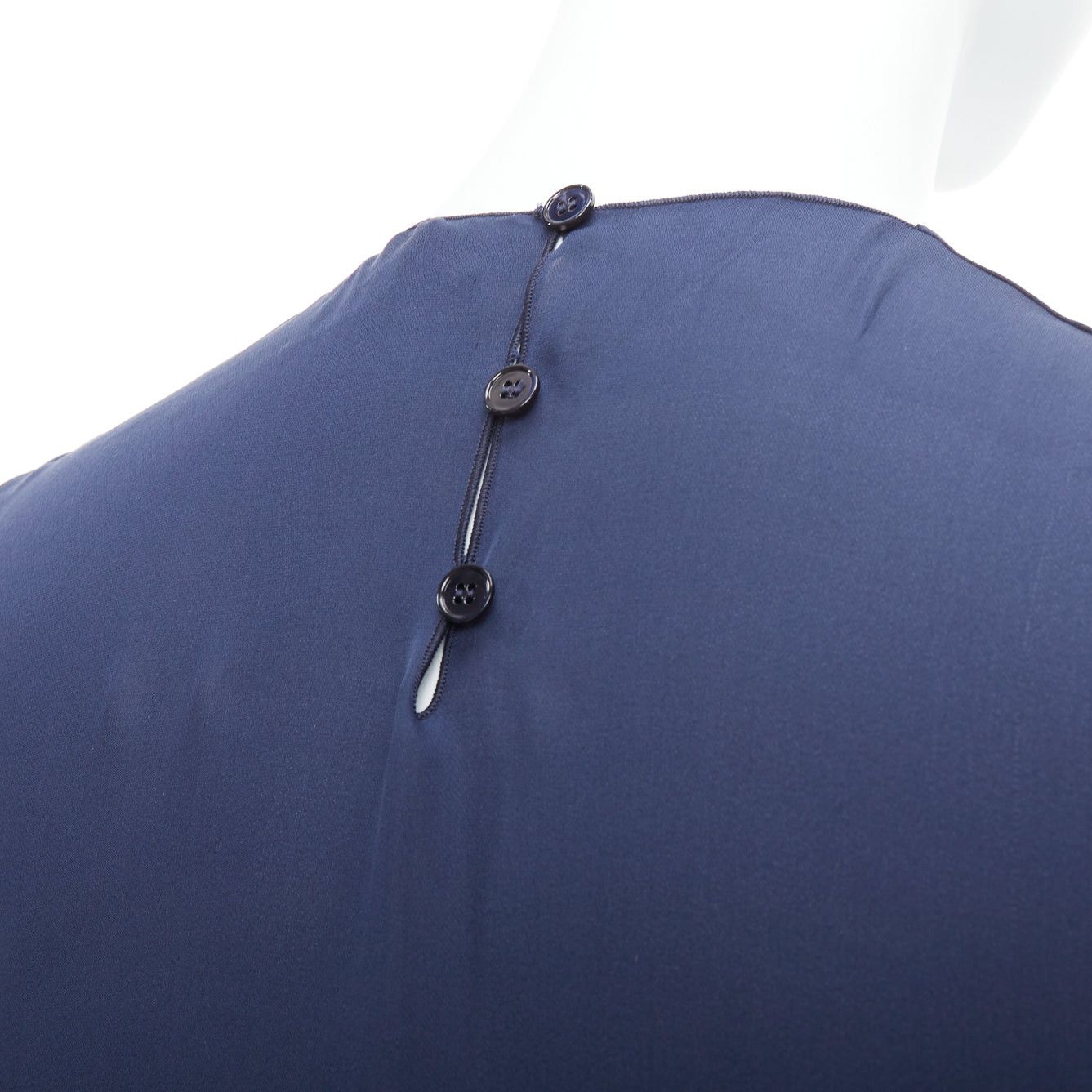 Stella McCartney STELLA MCCARTNEY 2008 navy 100% silk bow neck shift dress IT38 XS Size XS / US 0-2 / IT 36-38 - 7 Thumbnail