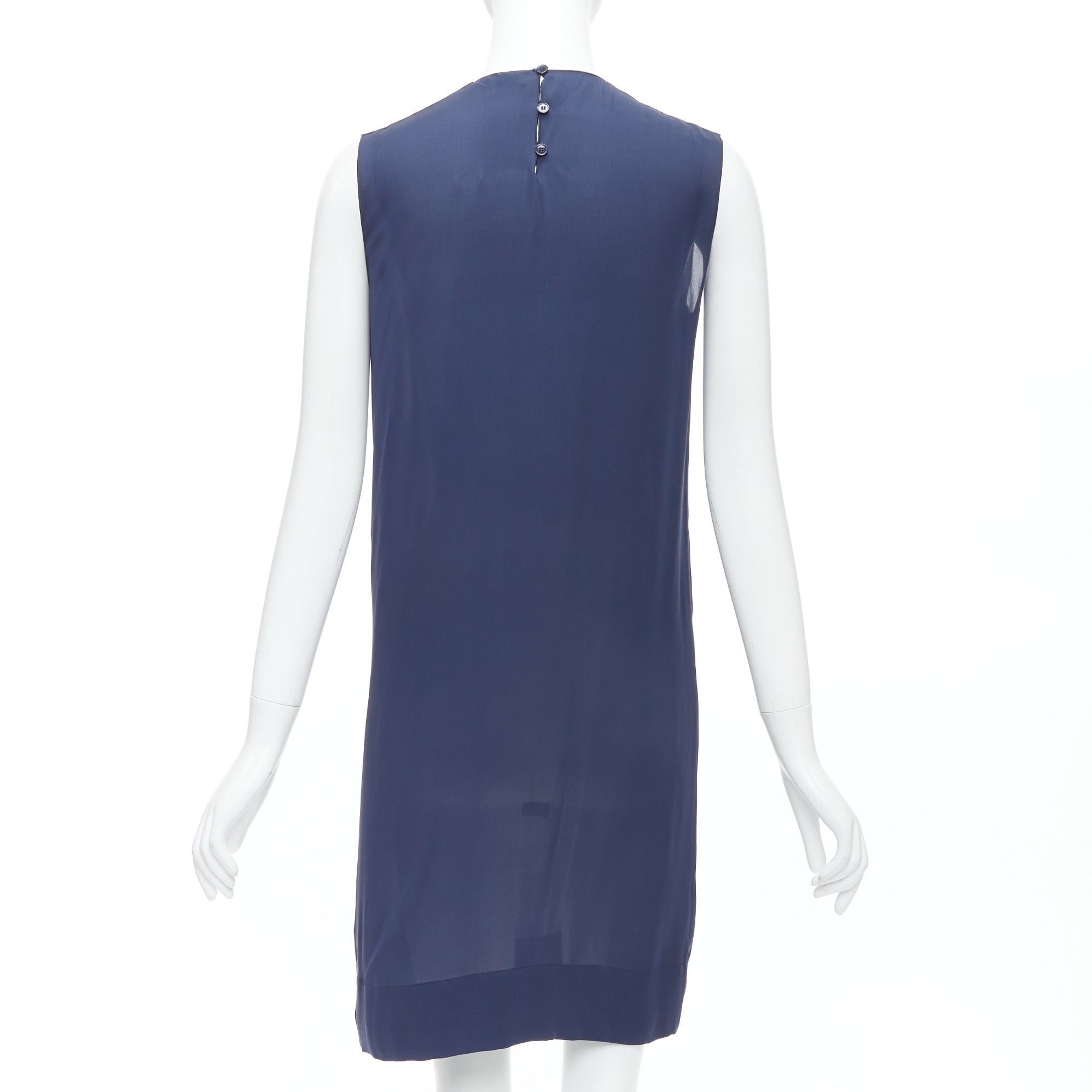 Stella McCartney STELLA MCCARTNEY 2008 navy 100% silk bow neck shift dress IT38 XS Size XS / US 0-2 / IT 36-38 - 5 Thumbnail